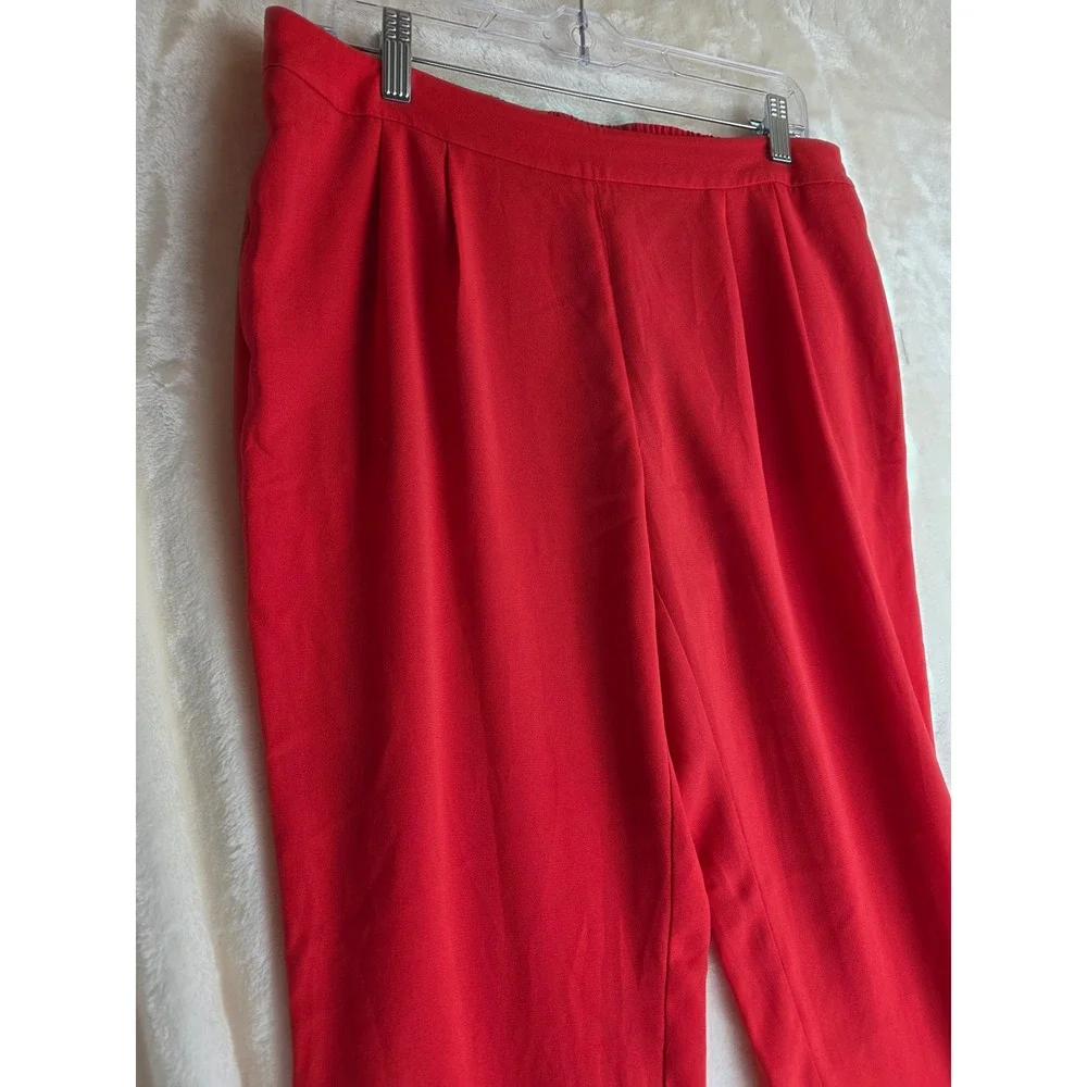 Nordstrom Halogen Red‎ Trousers Pants Pleated Waist Elastic Back.
